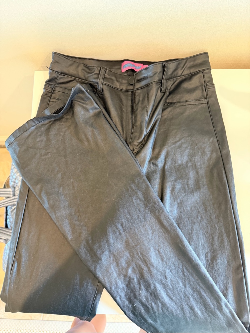 Edikted Men's Black Faux Leather Slim Pants